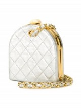 CHANEL VINTAGE quilted metallic clutch / designer luxe / small silver bags