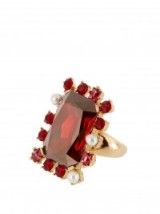 OSCAR DE LA RENTA Crystal-embellished ring. Red embellished cocktail rings | designer costume jewellery | large statement jewelry | luxe style accessories | faux pearls