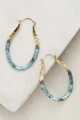 Anthropologie ~ Detta Hoop Earrings brass/turquoise. Large hoops | blue fashion jewellery | drop earrings | boho style