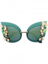 DOLCE & GABBANA embellished sunglasses in green – as worn by Olivia Palermo for her Statement Sunglasses editorial, 28 July 2016. Celebrity fashion | star style | designer eyewear | crystal embellishments | luxe accessories