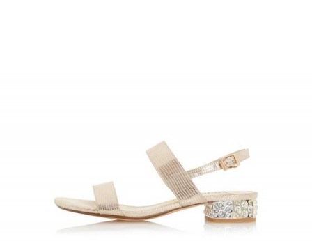 DUNE ~ NINAH Jewelled Block Heel Sandal in gold. Summer flats | jewel embellished sandals | luxe style | flat holiday shoes - flipped