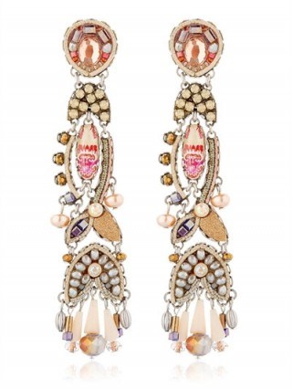 AYALA BAR DUNE PAISLEY EARRINGS ~ statement drop earrings ~ multi coloured resin stones ~ occasion jewellery ~ long drop style ~ glamorous accessories - flipped