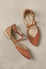 Cleo B ~ Elsa Cross Strap Flats in coral. Flat suede shoes | pointed toe | summer accessories