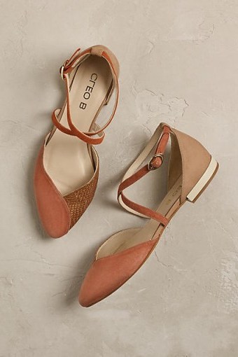 Cleo B ~ Elsa Cross Strap Flats in coral. Flat suede shoes | pointed toe | summer accessories - flipped