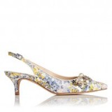 lk bennett Emmie Floral Sling Backs ~ flower printed shoes ~ kitten heels ~ chic footwear ~ crystal brooch embellishment ~ occasion accessories