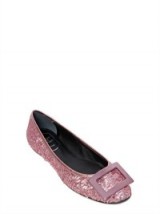 ROGER VIVIER 10MM GOMMETTE LEATHER & SEQUIN FLATS ~ flat pink shoes ~ embellished ballet flats ~ chic accessories