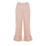 Warehouse frill hem trousers light pink – cropped length – ruffle hem