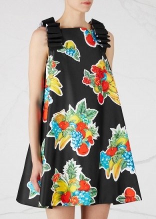 Victoria, Victoria Beckham fruit print flared satin mini dress ~ designer fashion ~ summer dresses ~ made with style ~ stylish clothing - flipped