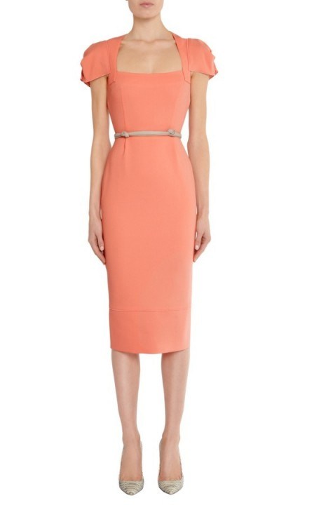 Roland Mouret Galaxy dress in antique rose ~ fitted fashion ~ loved by celebrities ~ celebrity style dresses ~ chic & elegant ~ square neckline - flipped