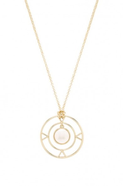 HOUSE OF HARLOW 1960 THE FOUR ELEMENTS PENDANT NECKLACE gold tone. Fashion jewellery | long necklaces | round pendants | luxe style accessories - flipped