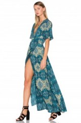 HOUSE OF HARLOW 1960 X REVOLVE BLAIRE WRAP MAXI in Moroccan Tile Print. Long summer dresses | warm summer evenings | chic day wear | plunge front necklines | deep V neckline | plunging neck