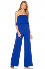 JAY GODFREY MOORE JUMPSUIT electric blue – from Olivia Palermo’s Hampton’s must-have’s, July 2016. Celebrity jumpsuits | Olivia Palermo style fashion | star style fashion | strapless