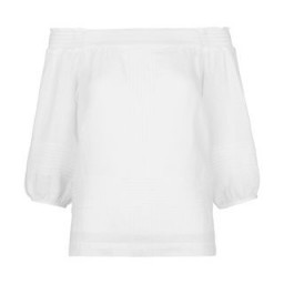 Whistles ~ Lila Bardot Linen Top white. Off the shoulder tops | summer fashion | holiday clothing