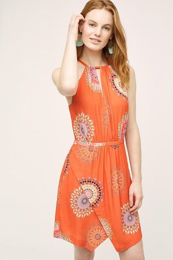 FLOREAT Livia Halter Dress, Orange ~ floral prints ~ halterneck dresses ~ occasion fashion - flipped