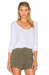 LNA LONG SLEEVE V STRAPPY TEE ~ fresh white tees ~ weekend style tops ~ chic t-shirts