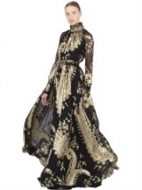 EMANUEL UNGARO SILK BLEND JACQUARD FIL COUPE GOWN ~ statement gowns ~ long designer dresses ~ event wear ~ occasion clothing ~ black & gold ~ beautiful clothing