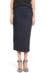 Madewell Denim Pencil Skirt ~ dark denim midi skirts ~ stylish fashion