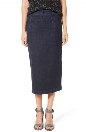 Madewell Denim Pencil Skirt ~ dark denim midi skirts ~ stylish fashion - flipped
