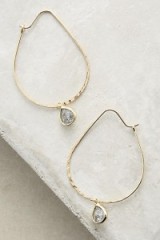 Anthropologie ~ Mezzo Hoop Earrings. Gold metal fashion jewellery | large delicate hoops | glass pendant drops