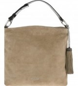 MICHAEL MICHAEL KORS Elsye large suede shoulder bag in DK Dune – designer handbags – luxe style bags – accessories