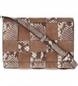 MICHAEL MICHAEL KORS Vivian suede and snake-embossed messenger bag – designer bags – 70s style handbags – casual chic accessories