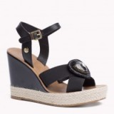 Tommy Hilfiger Mixed Wedge Sandal black. Jewel embellished | summer wedges | high heels | strappy sandals