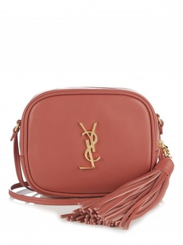 SAINT LAURENT Monogram Blogger leather cross-body bag antique pink – luxe mini bags – small crossbody handbags – cross body – luxury accessories – designer fashion - flipped
