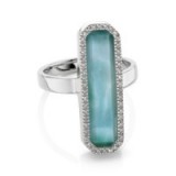 MONICA VINADER ~ NAIDA RECTANGLE RING sterling silver. Long statement rings | blue gemstone jewellery | larimar gemstones | pave diamonds | occasion jewelry