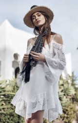 BCBG – NIKI OFF-THE-SHOULDER EMBROIDERED DRESS off white ~ summer style dresses ~ cold shoulder ~ BCBG MAX AZIRA ~ boho fashion ~ festival & holiday