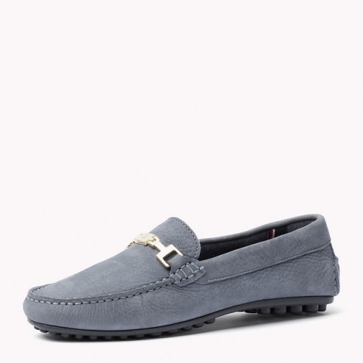 Tommy Hilfiger nubuck loafer folkstone grey. Blue loafers | casual luxe | flat shoes | designer flats | slip ons - flipped