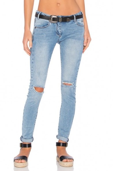 ONE TEASPOON HOODLUMS distressed skinny jeans in blue fox. Casual fashion | ripped denim | weekend style - flipped