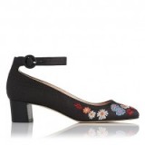 lk bennett Peggy Raffia Embroidered Block Heels ~ floral embroidery shoes ~ mid heel ~ ankle strap ~ chic footwear