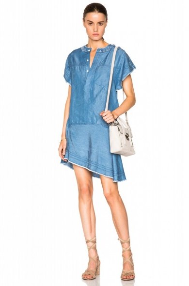3.1 PHILLIP LIM STONEWASHED TEE DRESS medium indigo. Blue denim | designer dresses | day wear | holiday fashion - flipped
