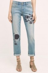 Pilcro Embroidered Boyfriend Jeans ~ light blue denim ~ floral embroidery