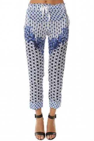 Poupette St Barth Gael Pant in white/blue. Printed pants | summer holiday trousers | chic beachwear fashion | poolside clothing | summer style | beach walks - flipped