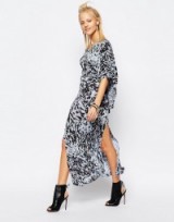 Religion Cape Back Maxi Dress In Abstract Animal Print ~ long glamorous dresses ~ glamour ~ double side splits