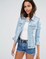 River Island Denim Western Jacket light authentic. Distressed blue denim | casual jackets | ripped | destroyed
