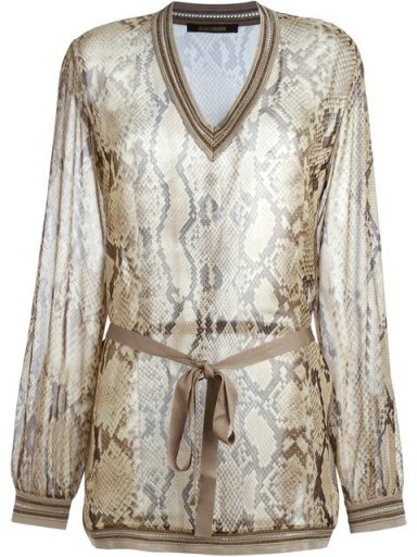 ROBERTO CAVALLI sheer snakeskin blouse ~ animal prints ~ glamour ~ glamorous blouses ~ fashion - flipped