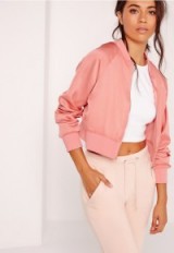 Missguided satin cropped bomber jacket pink ~ affordable luxe ~ casual jackets ~ trending fashion