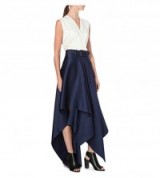 SOLACE Eliose satin skirt navy – asymmetric skirts – statement fashion – modern style designer clothing – occasion wear – evening – contemporary style