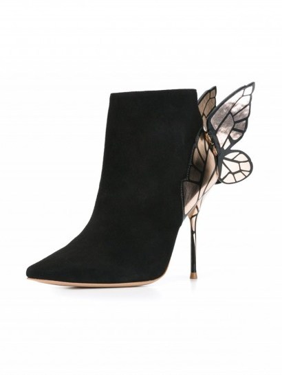 SOPHIA WEBSTER butterfly applique boots….these black stiletto boots are so beautiful! feminine footwear, butterflies, luxe style accessories - flipped