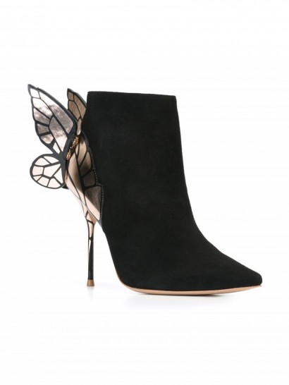 SOPHIA WEBSTER butterfly applique boots….these black stiletto boots are so beautiful! feminine footwear, butterflies, luxe style accessories