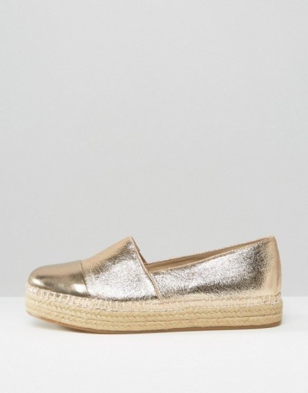 Steve Madden Prioriti Gold Metallic Espadrilles gold. Casual luxe | flat shoes | chic summer flats | slip ons - flipped