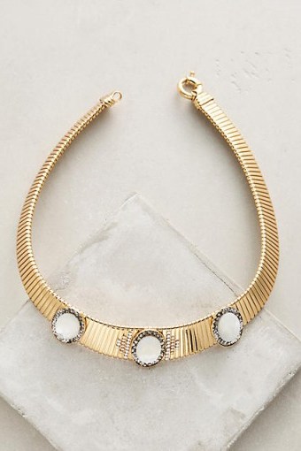 Gas Bijoux ~ Strada Collar Necklace. Chic French jewellery | 24K gold plated brass collars | white stone necklaces | statement jewellery | luxe accessories - flipped