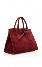 MANSUR GAVRIEL Sun bag – burgundy suede handbags – luxe accessories – designer top handle bags