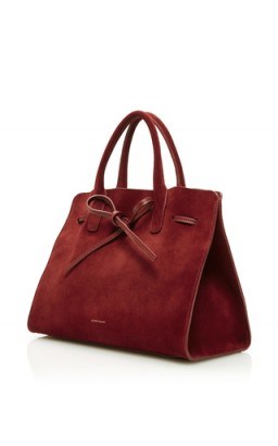 MANSUR GAVRIEL Sun bag – burgundy suede handbags – luxe accessories – designer top handle bags - flipped