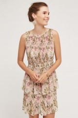 ANTHROPOLOGIE Terraced Garden Dress ~ Pink floral dresses ~ tiered ~ flower prints ~ summer parties ~ occasion fashion