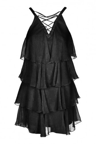 TFNC Bonita Black Dress – layered party dresses – mini length – ruffled layers – ruffles – evening glamour – going out fashion - flipped
