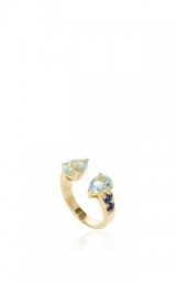 DUBINI Theodora Aquamarine Double Tear Ring ~ fine jewellery ~ open rings ~ aquamarines ~ blue stone jewelry ~ sapphires ~ coloured stones