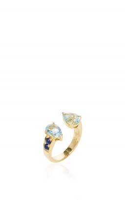 DUBINI Theodora Aquamarine Double Tear Ring ~ fine jewellery ~ open rings ~ aquamarines ~ blue stone jewelry ~ sapphires ~ coloured stones - flipped